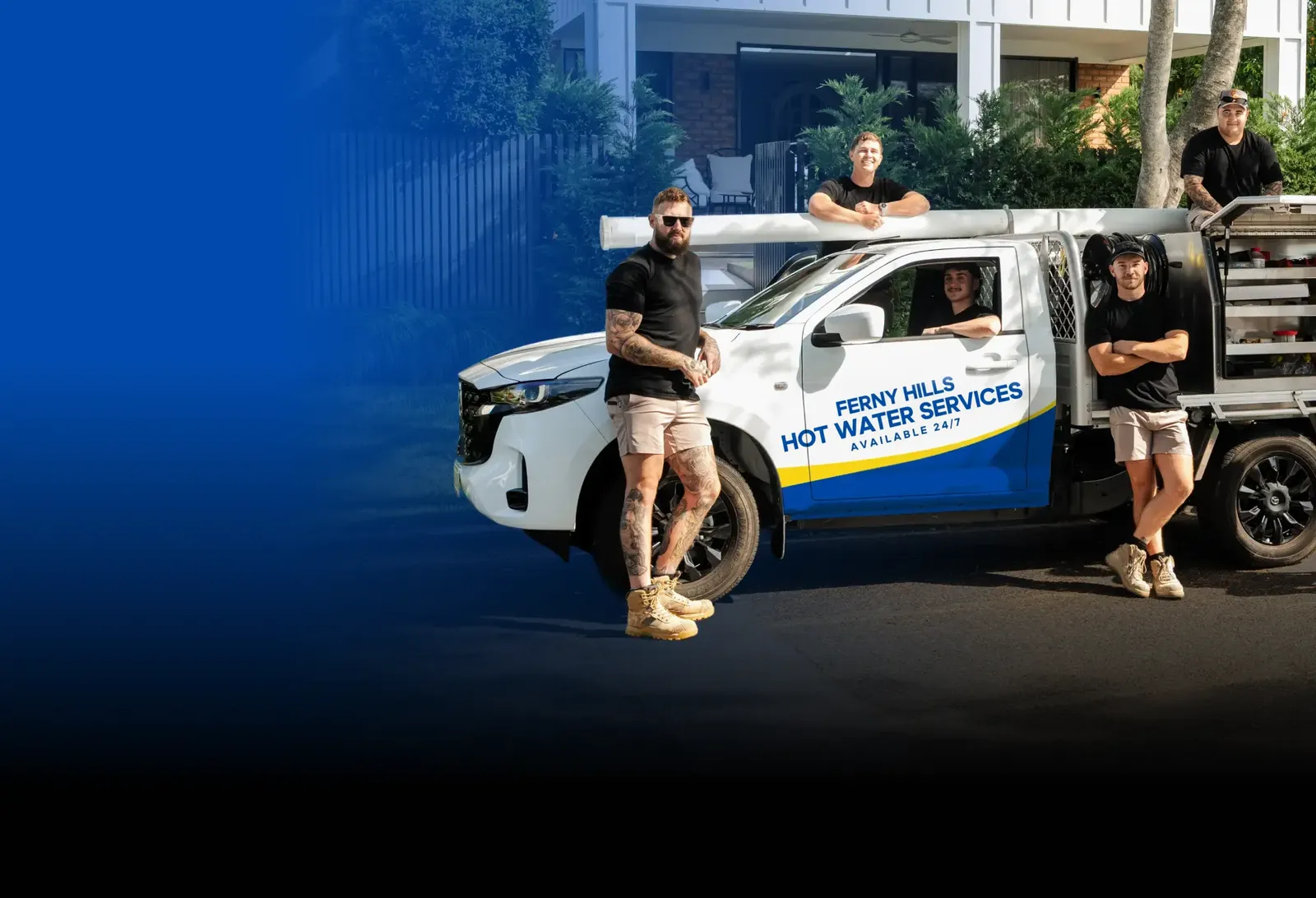 Ferny Hills Hot Water Services team with the ute